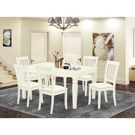 East West Furniture 7 Piece Weston Dinette Set - Linen White WEDA7-WHI-C